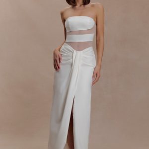 Paulina Cut Out Strapless Maxi Dress - White
