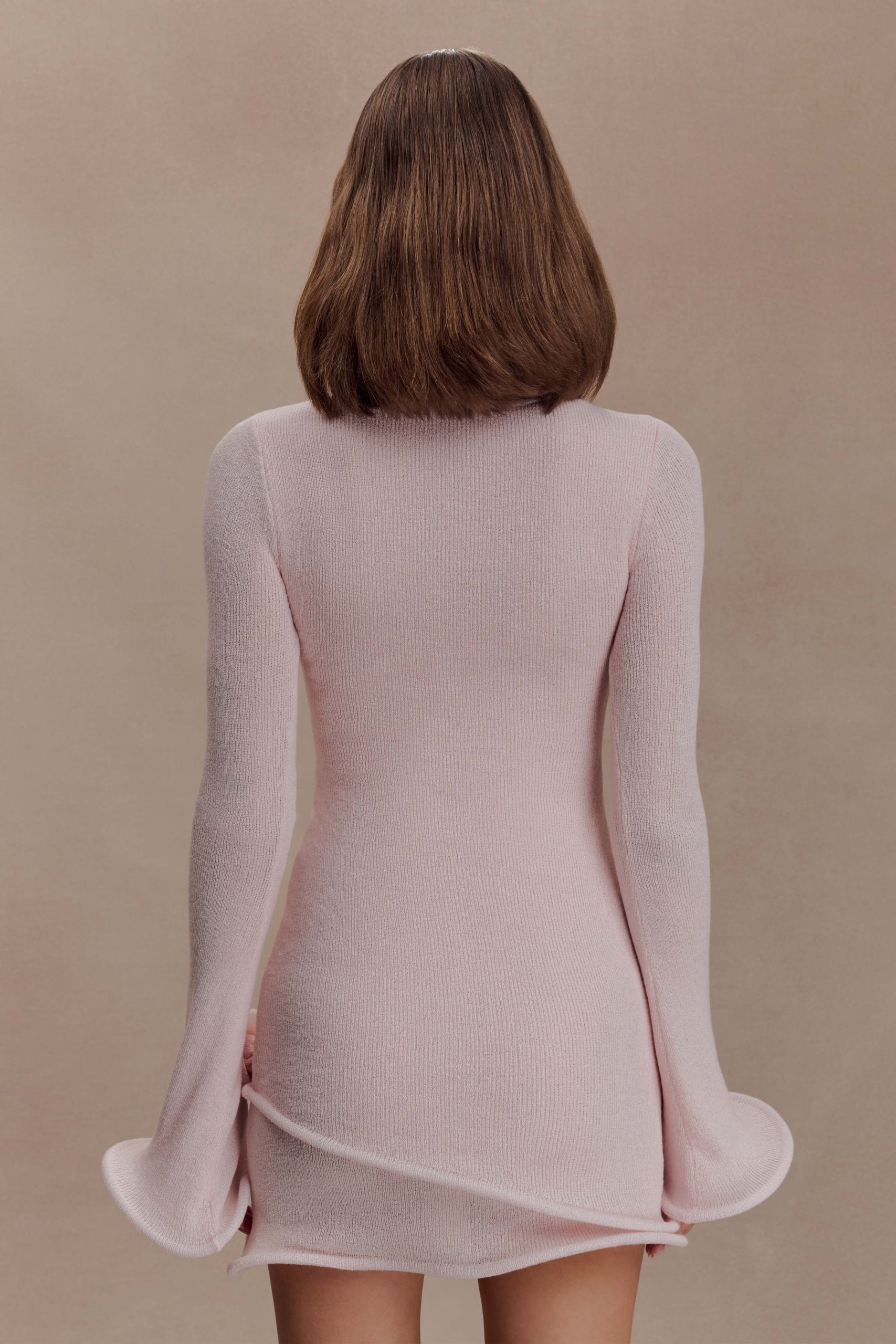 Samira Knit Long Sleeve Mini Dress - Misty Rose - Image 2