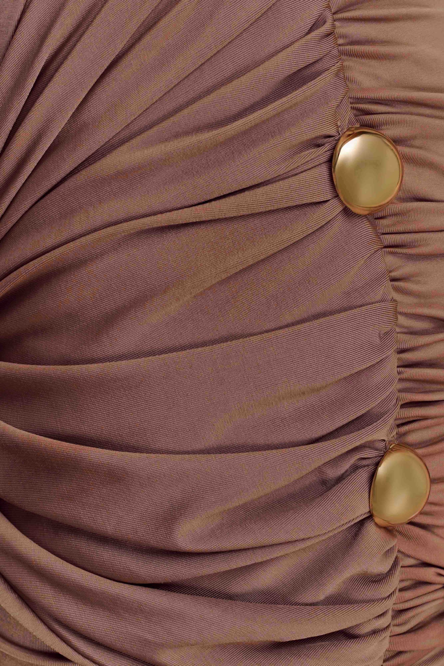 Sinead Slinky Mini Dress With Hardware - Mocha - Image 6