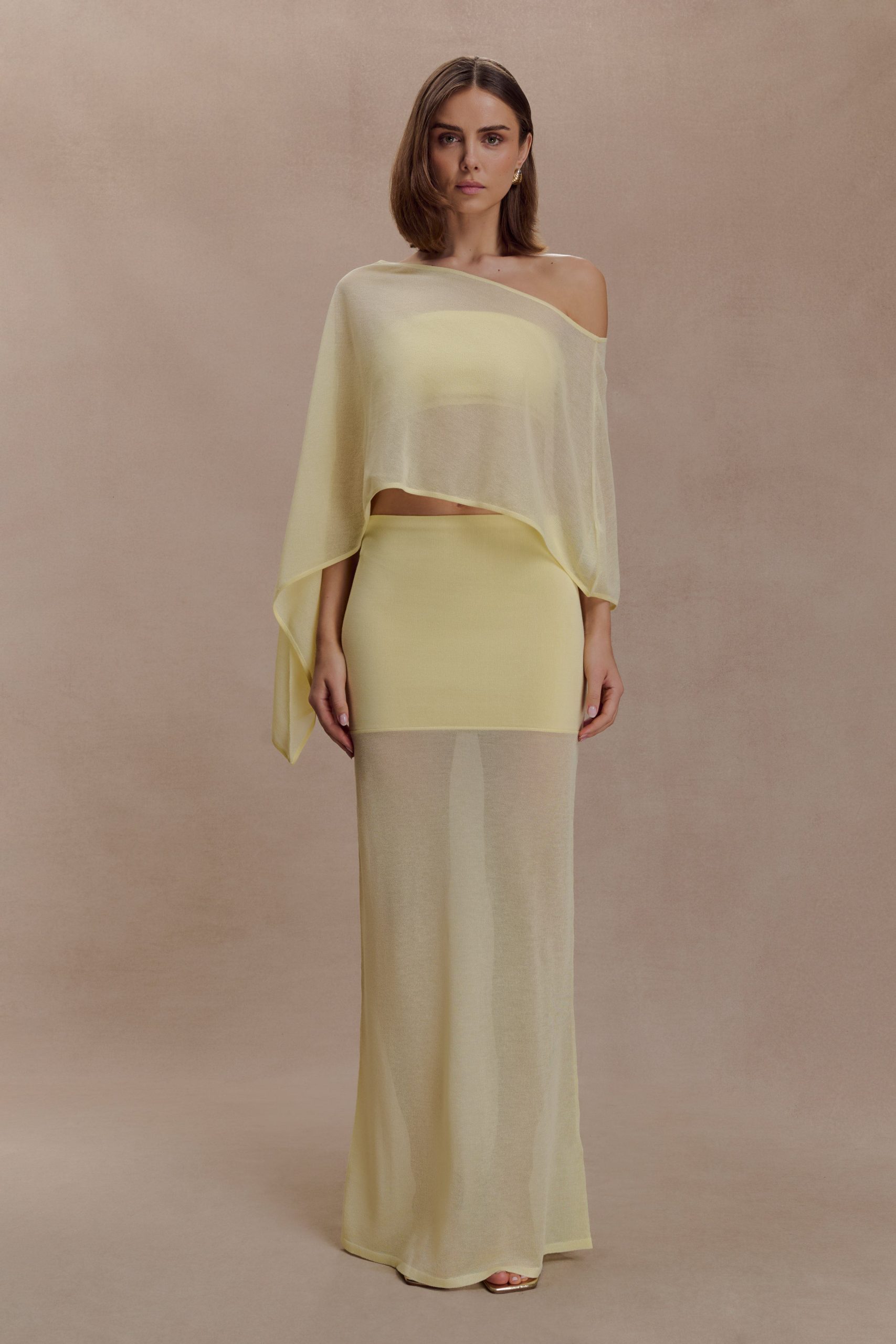 Lyra Sheer Knit Cape - Lemon - Image 6