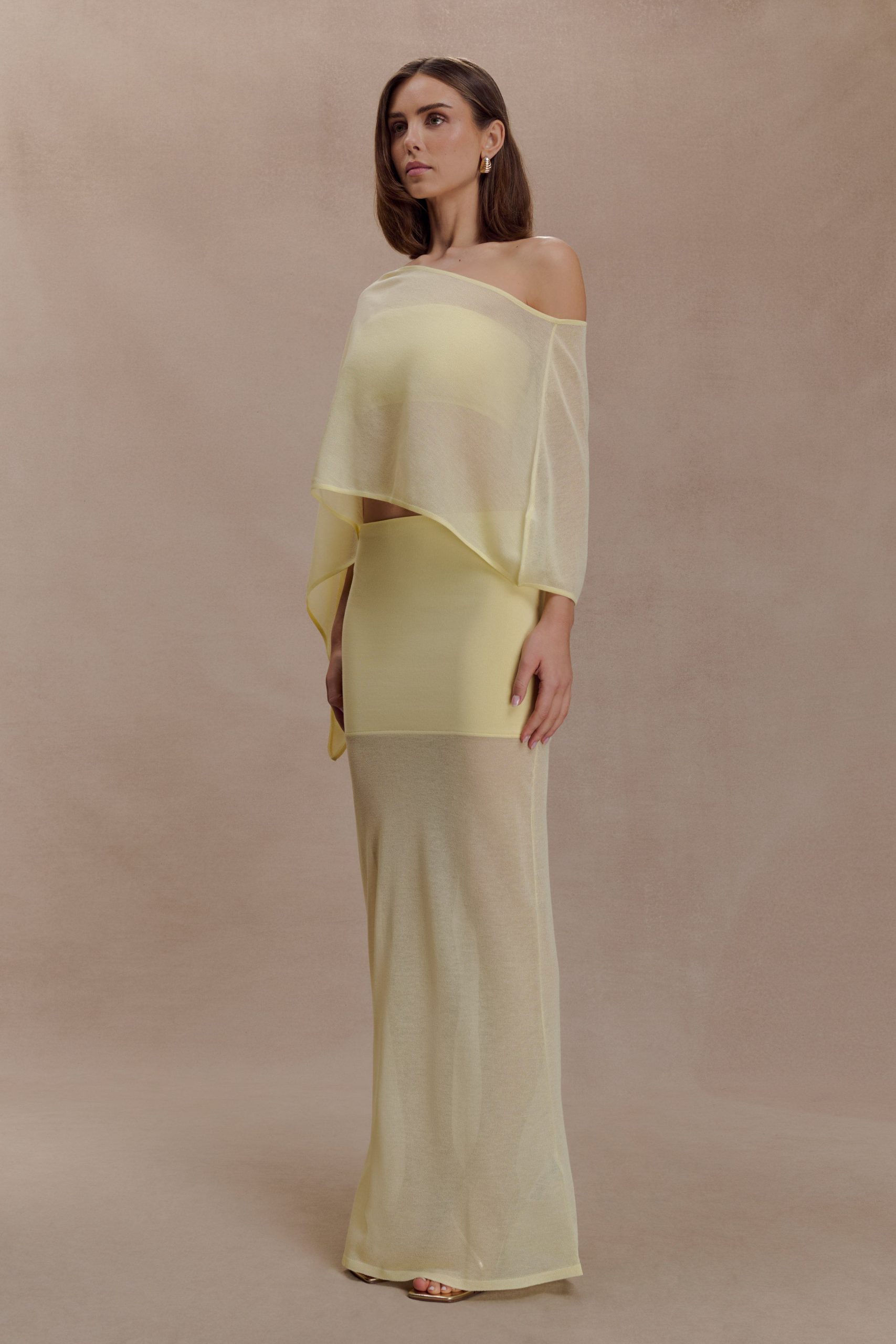 Lyra Sheer Knit Cape - Lemon - Image 5