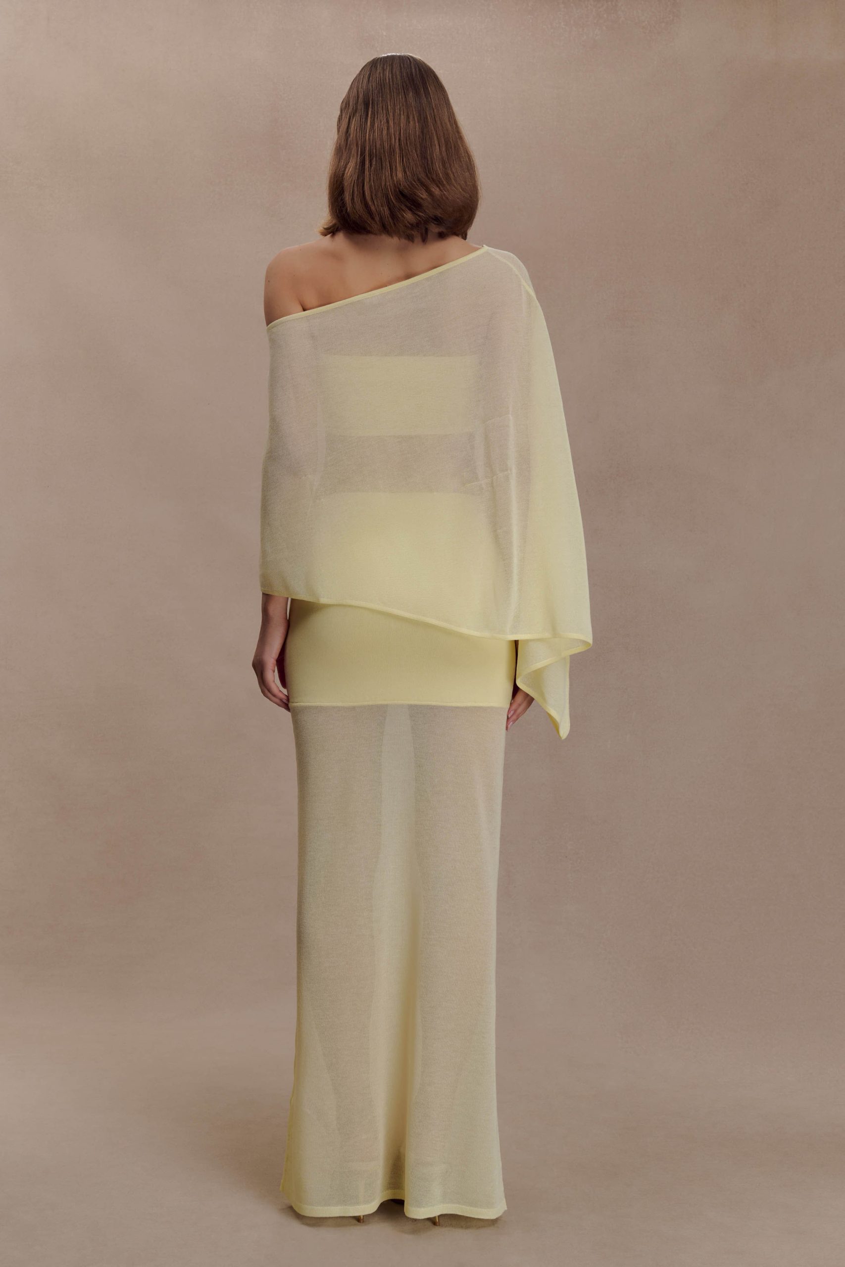 Lyra Sheer Knit Cape - Lemon - Image 4