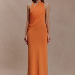 Elma Halter Knit Maxi Dress - Orange