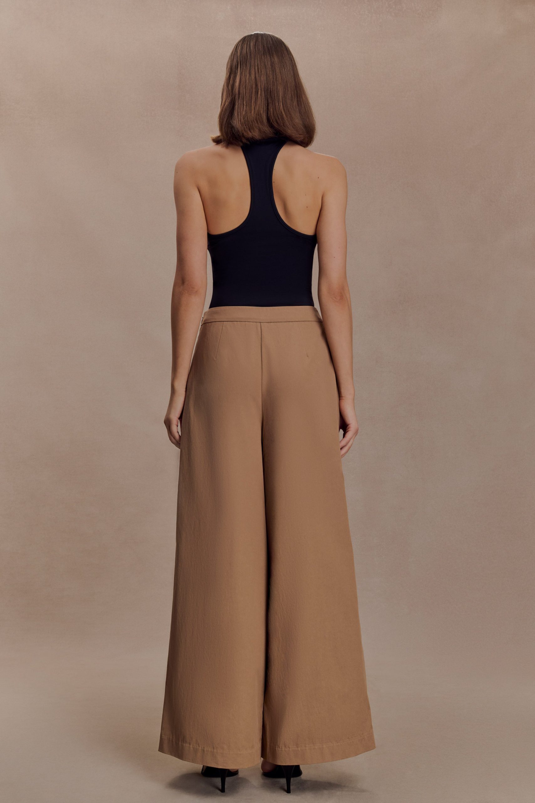 Owen Draped Wide Leg Pants - Mocha - Image 2