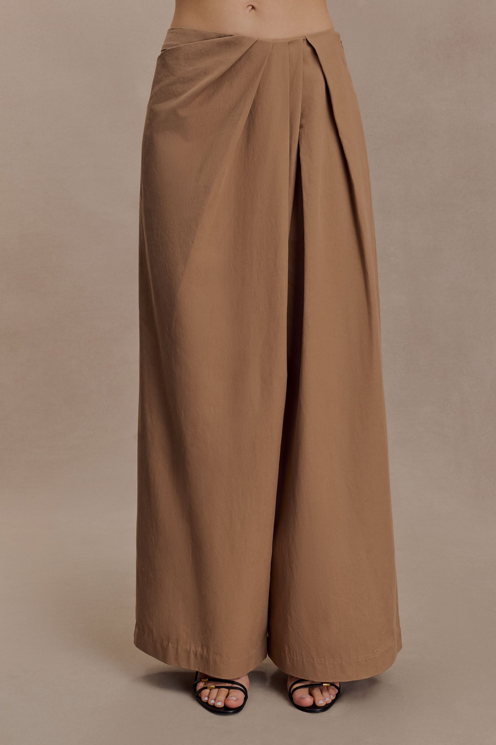Owen Draped Wide Leg Pants - Mocha - Image 8