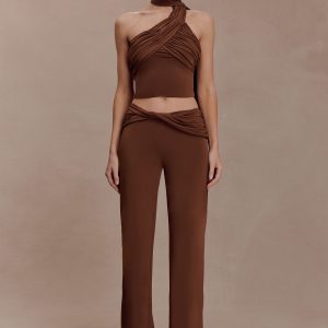 Lydia Slinky Straight Leg Pants - Chocolate