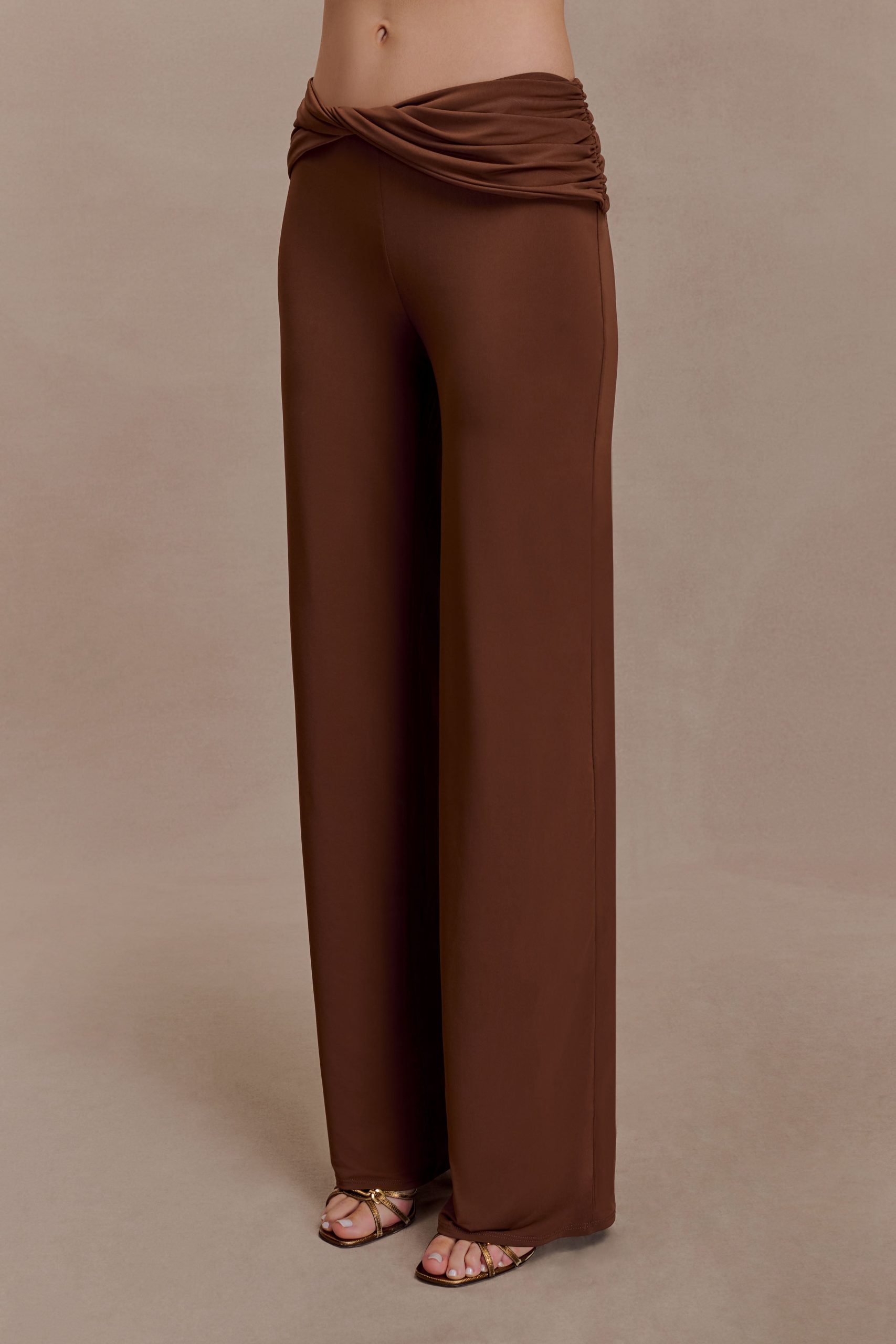 Lydia Slinky Straight Leg Pants - Chocolate - Image 4