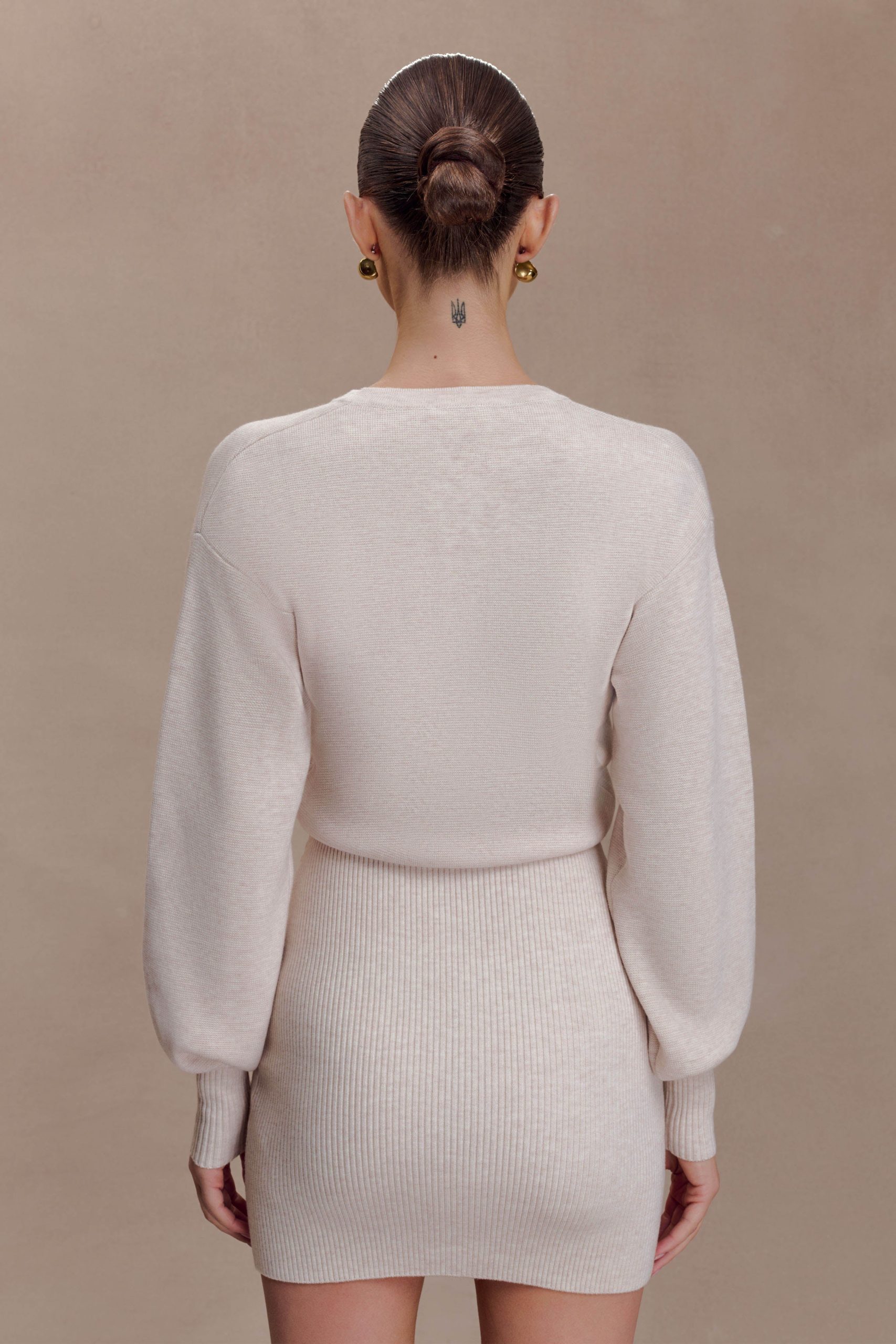 Xaden Wool Mix Knit Mini Dress - Oat Marle - Image 5