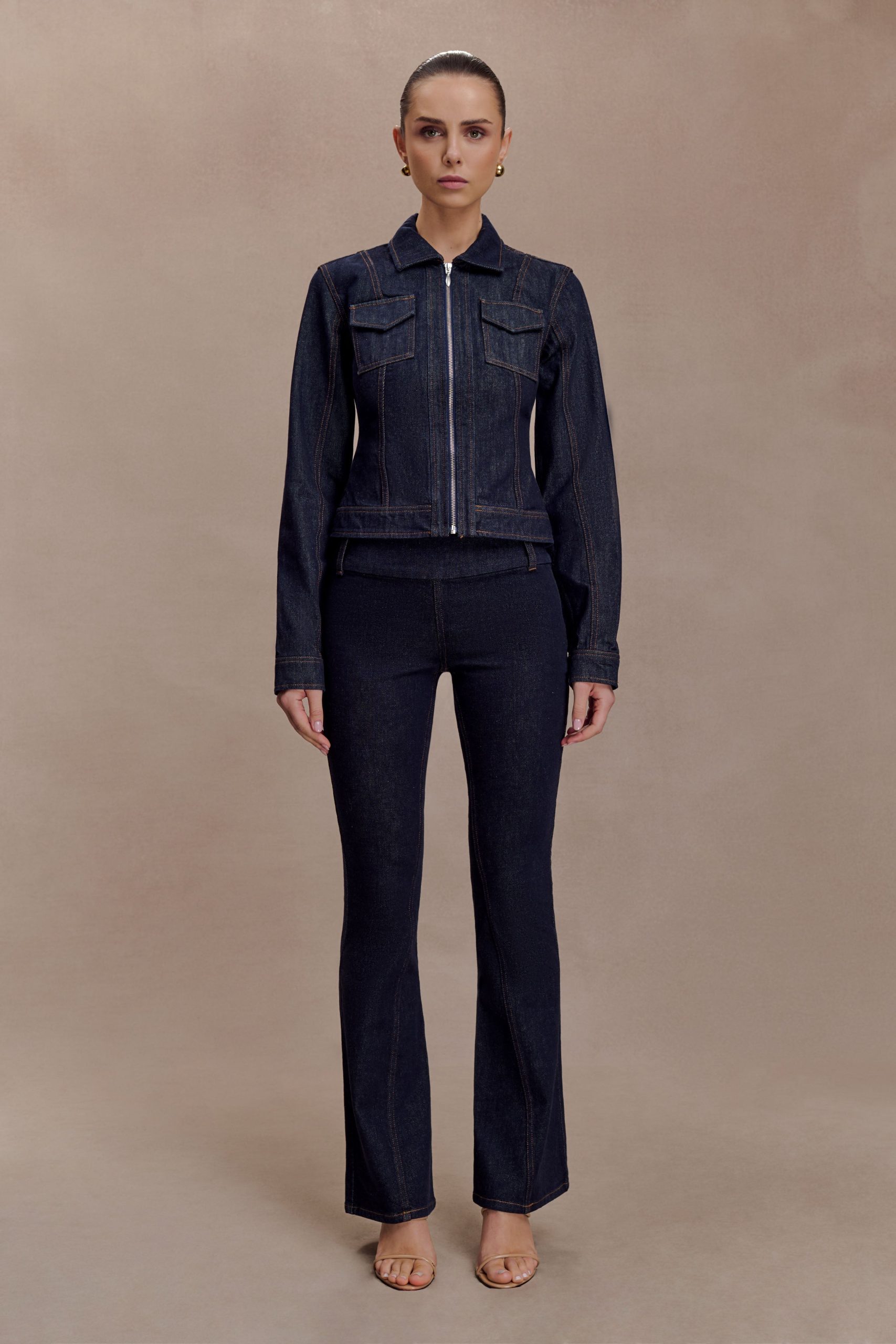 Cierra Cinched Jacket Top - Washed Indigo Blue - Image 7