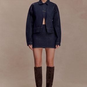 Ellie Denim Mini Skirt - Washed Indigo Blue