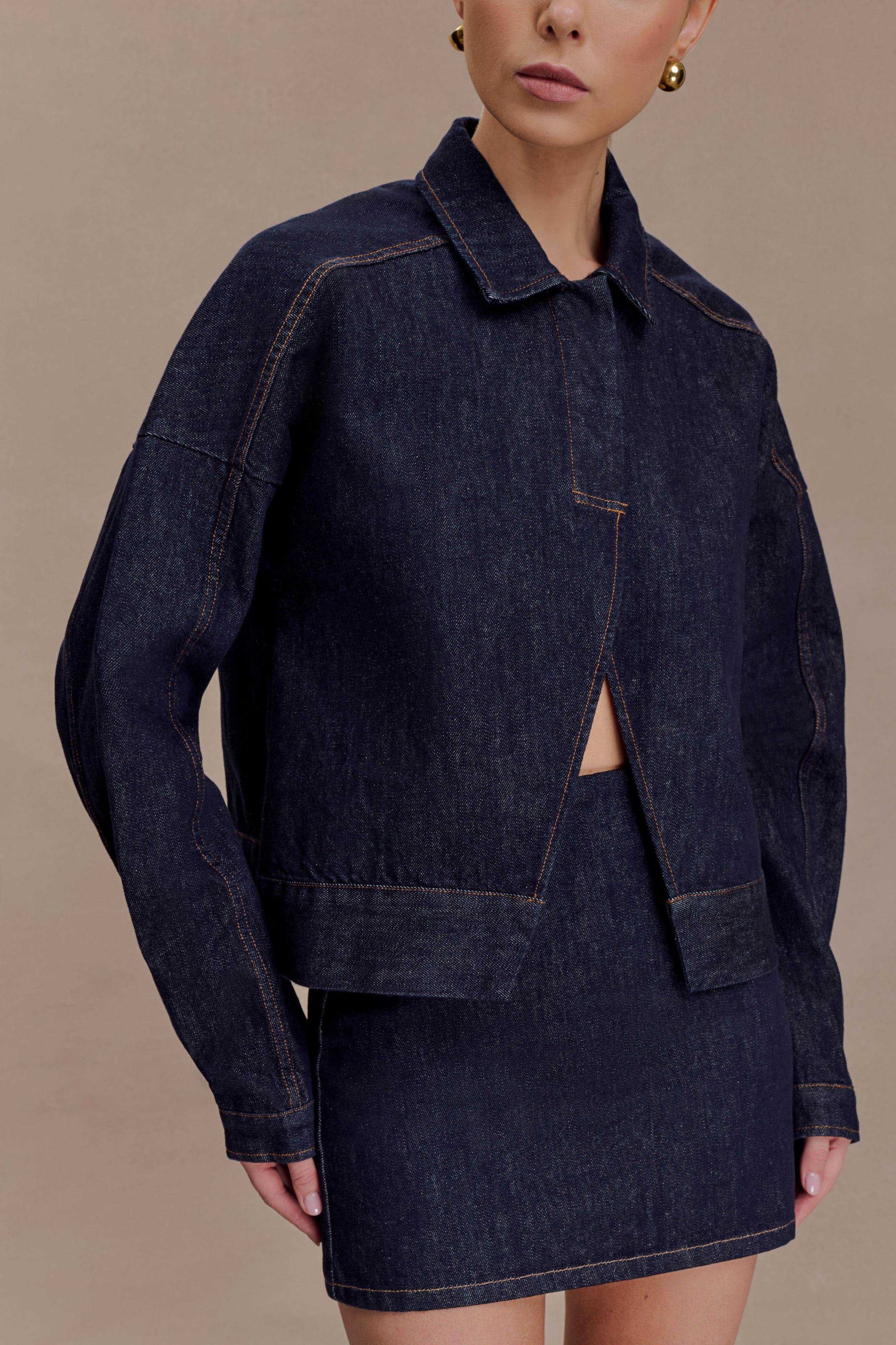 Olandria Oversized Jacket Top - Washed Indigo Blue - Image 3