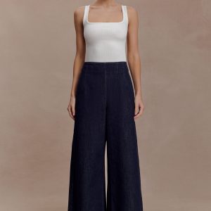 Maral High Waisted Dart Jeans - Washed Indigo Blue