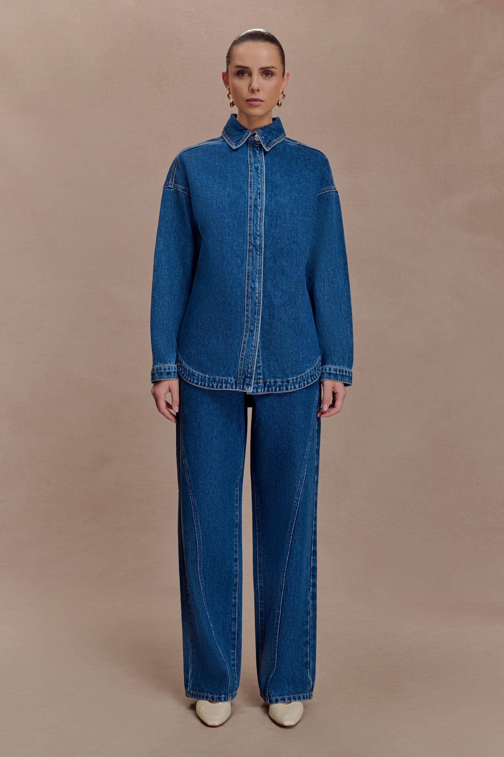 Lioda Oversized Denim Shirt - Dark Blue - Image 6
