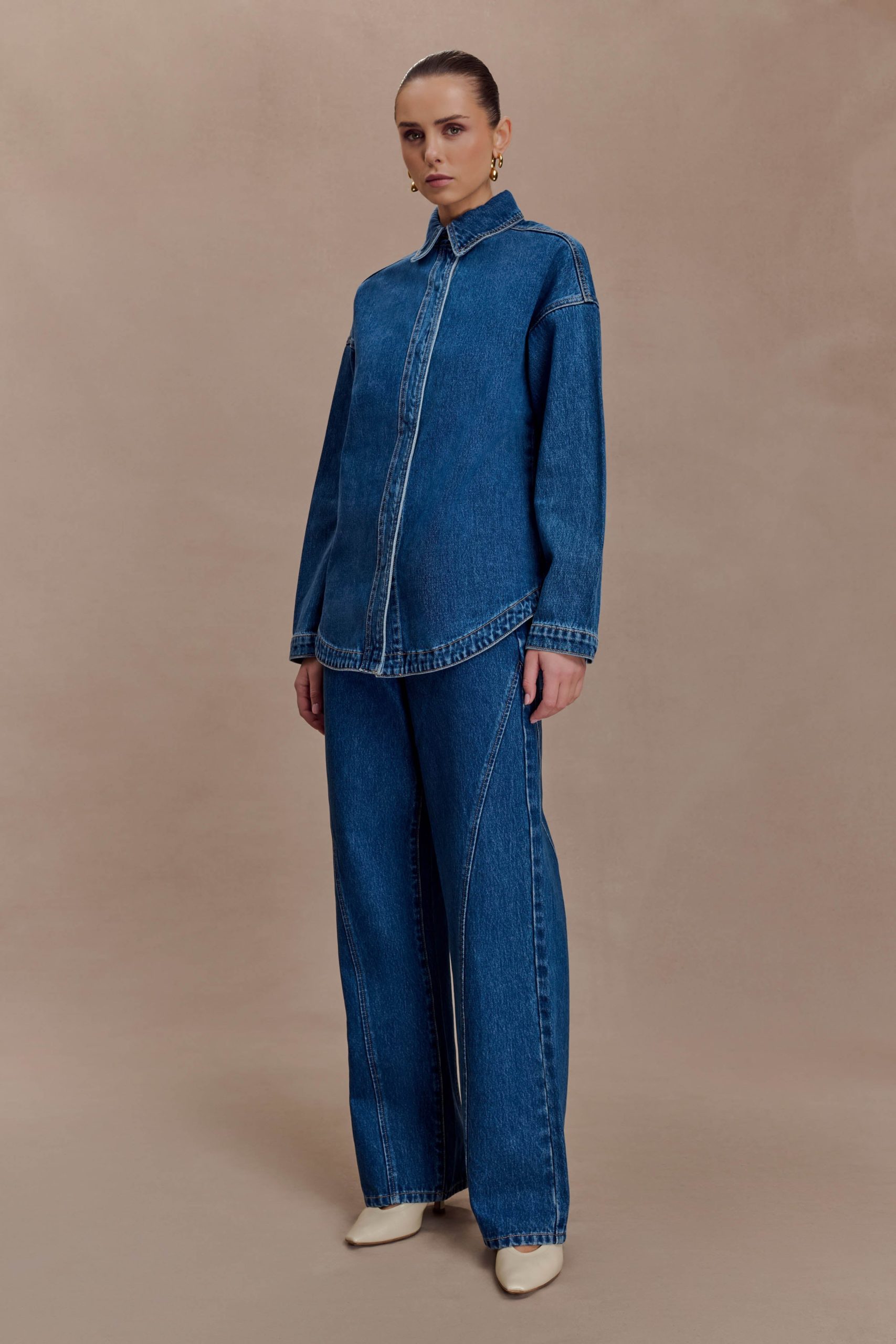 Lioda Oversized Denim Shirt - Dark Blue - Image 4