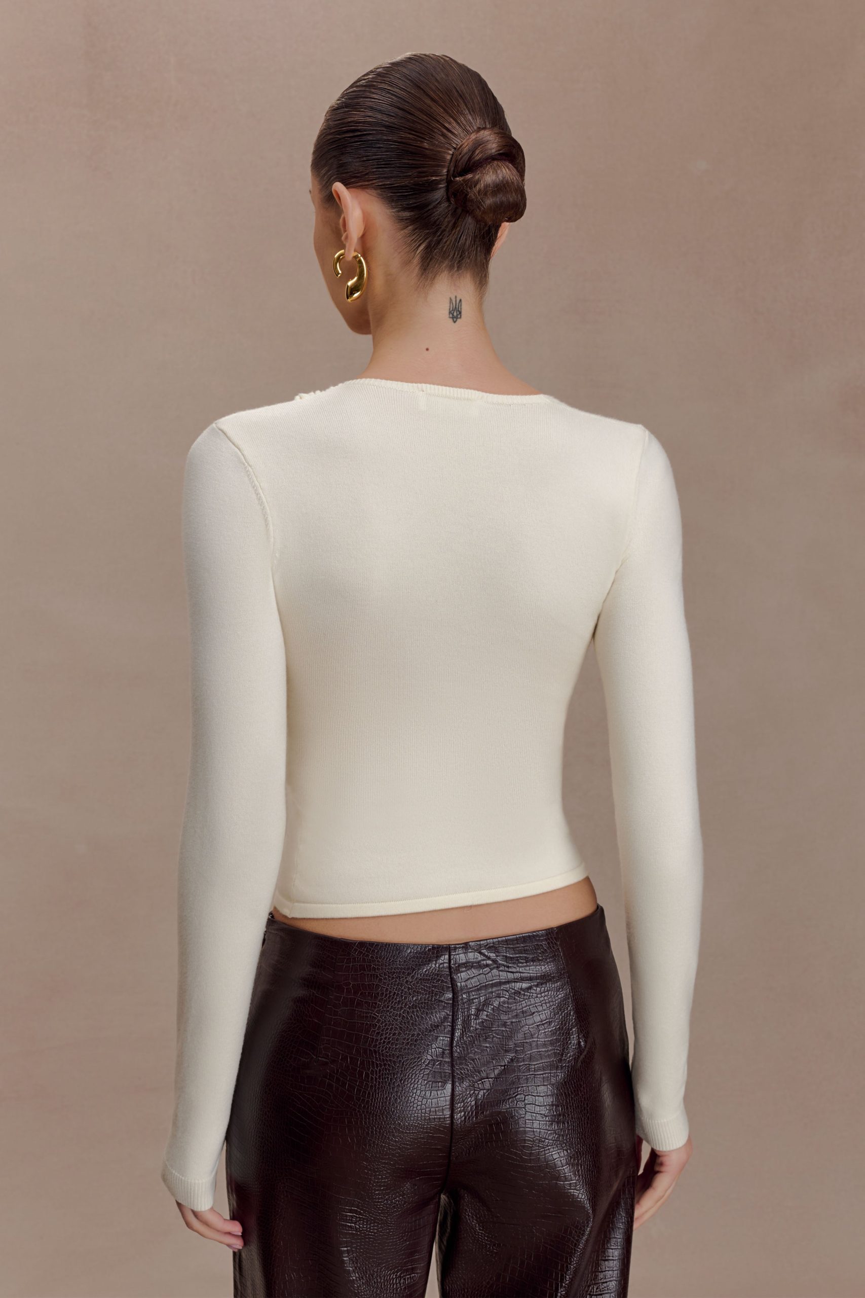 Kaylen Knit Long Sleeve Top - Ivory - Image 3