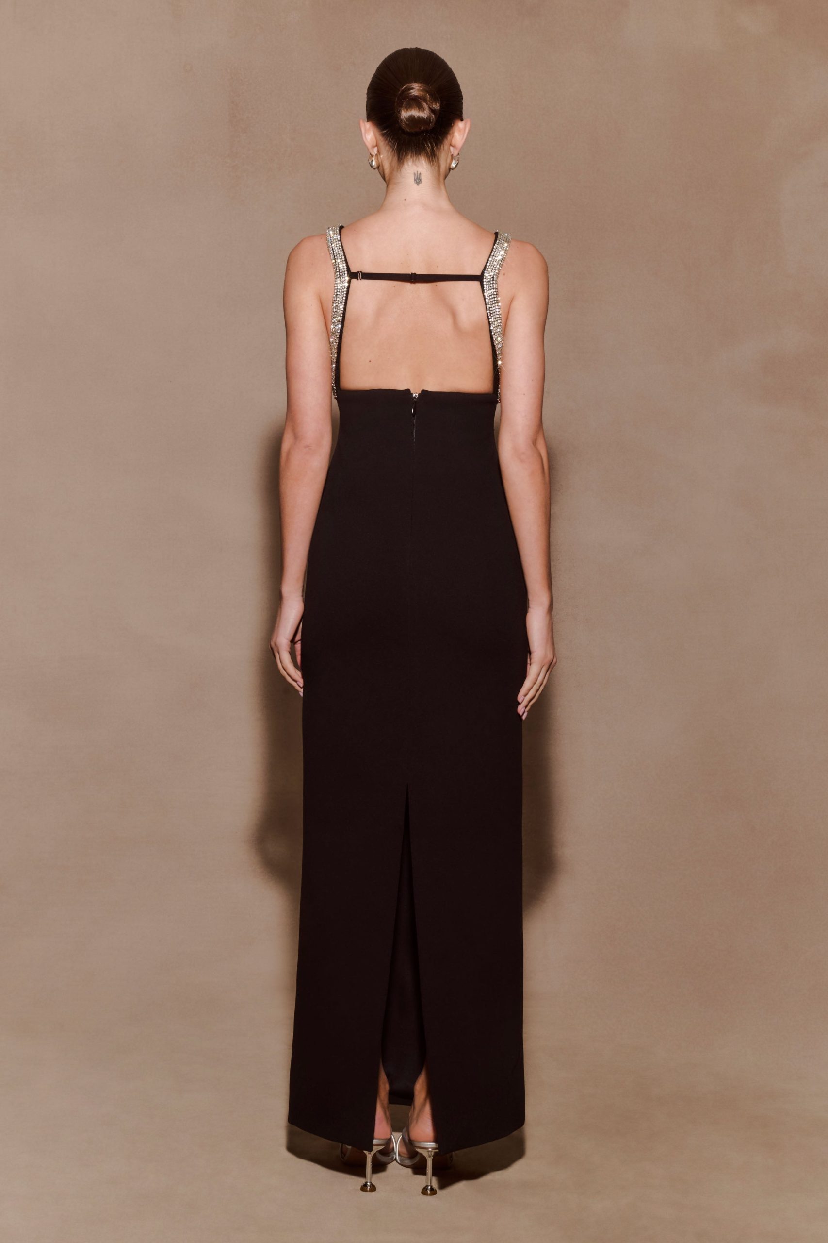 Lorde Embellished Crepe Maxi Dress - Black - Image 2