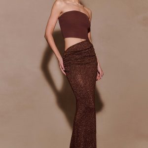 Jasiel Strapless Knit Maxi Dress - Chocolate