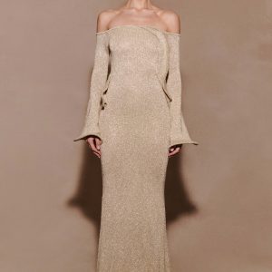 Sandrine Lurex Knit Maxi Dress - Gold