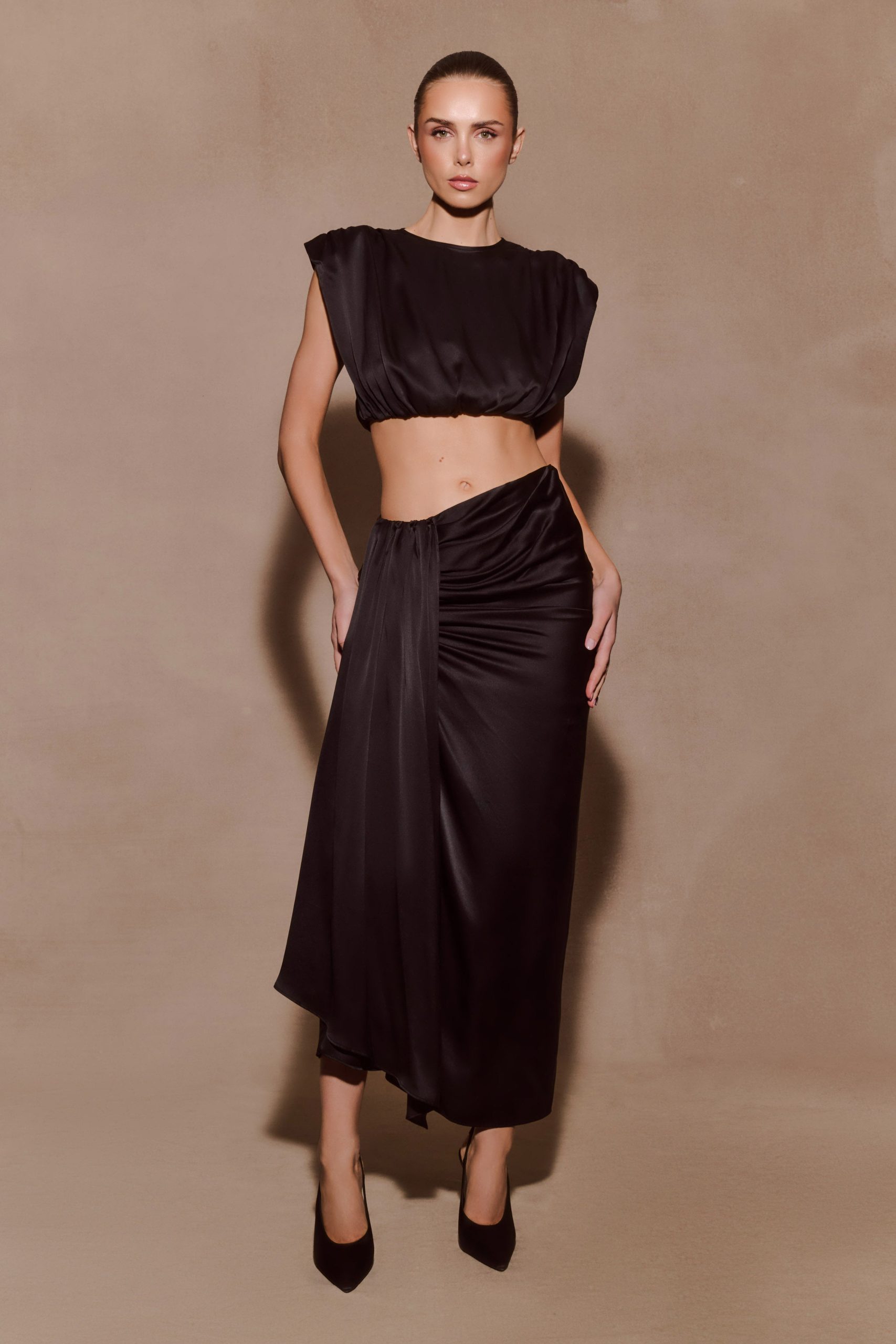 Zendaya Silk Midi Skirt - Black - Image 2