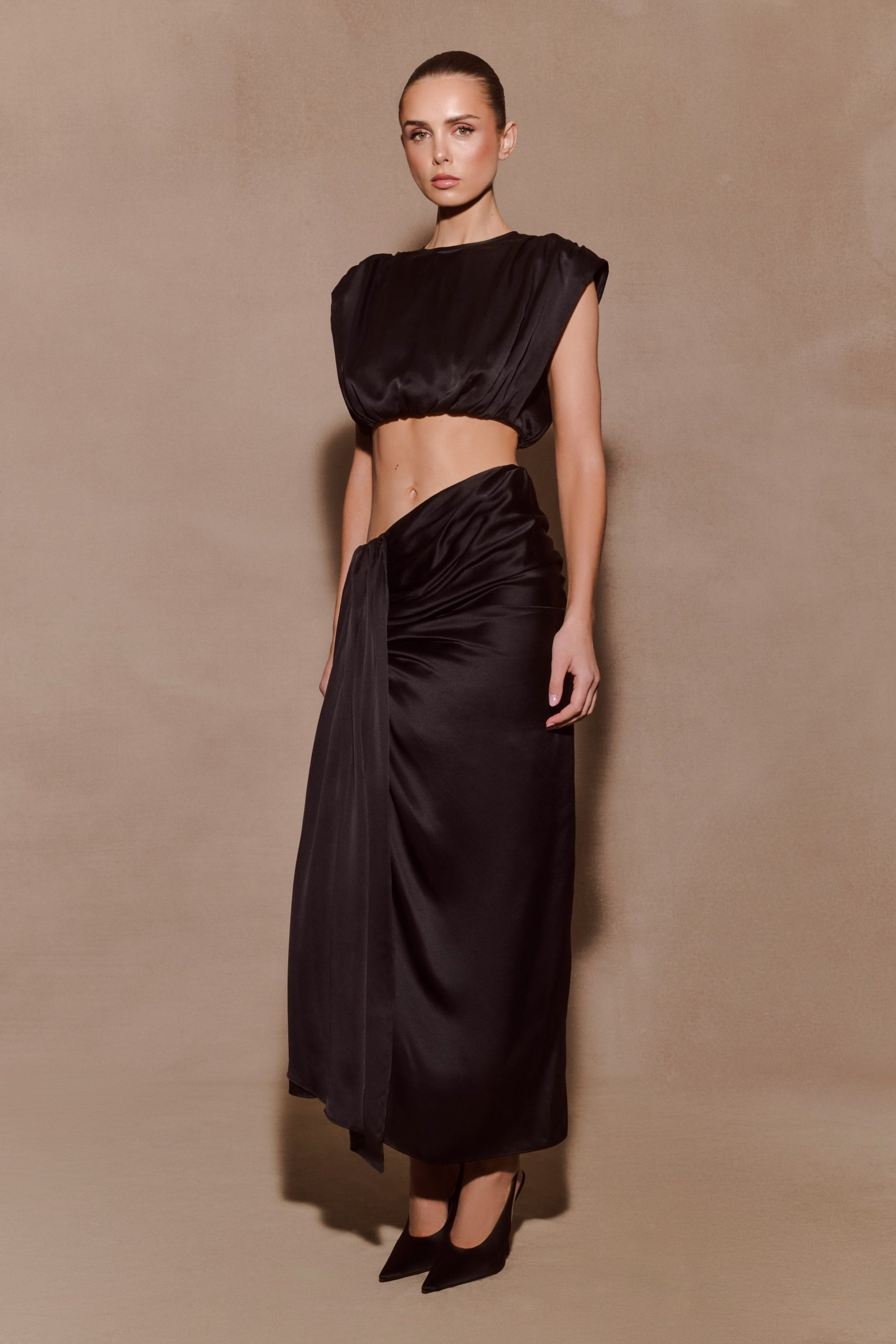 Zendaya Silk Midi Skirt - Black - Image 3