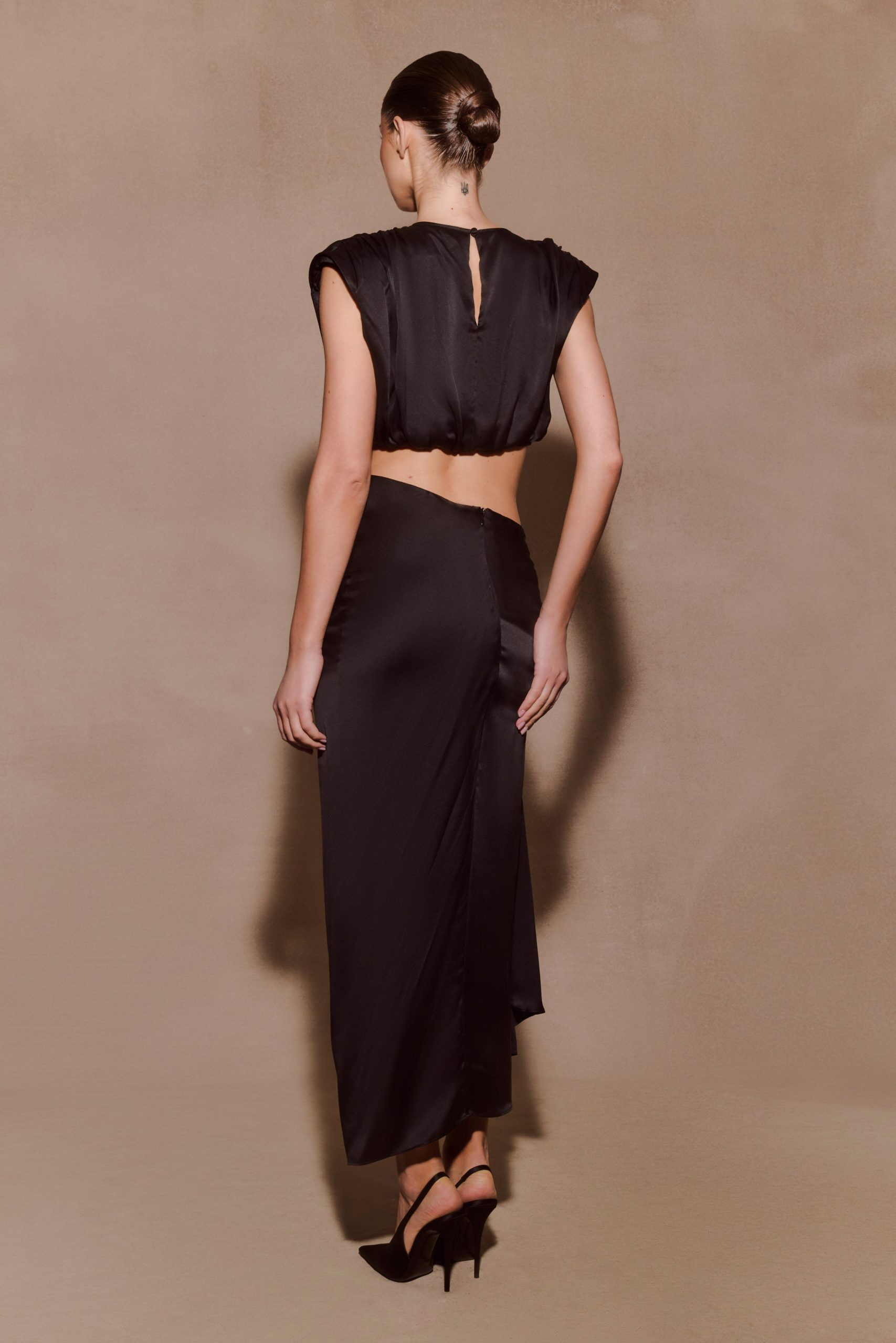 Zendaya Silk Midi Skirt - Black - Image 4