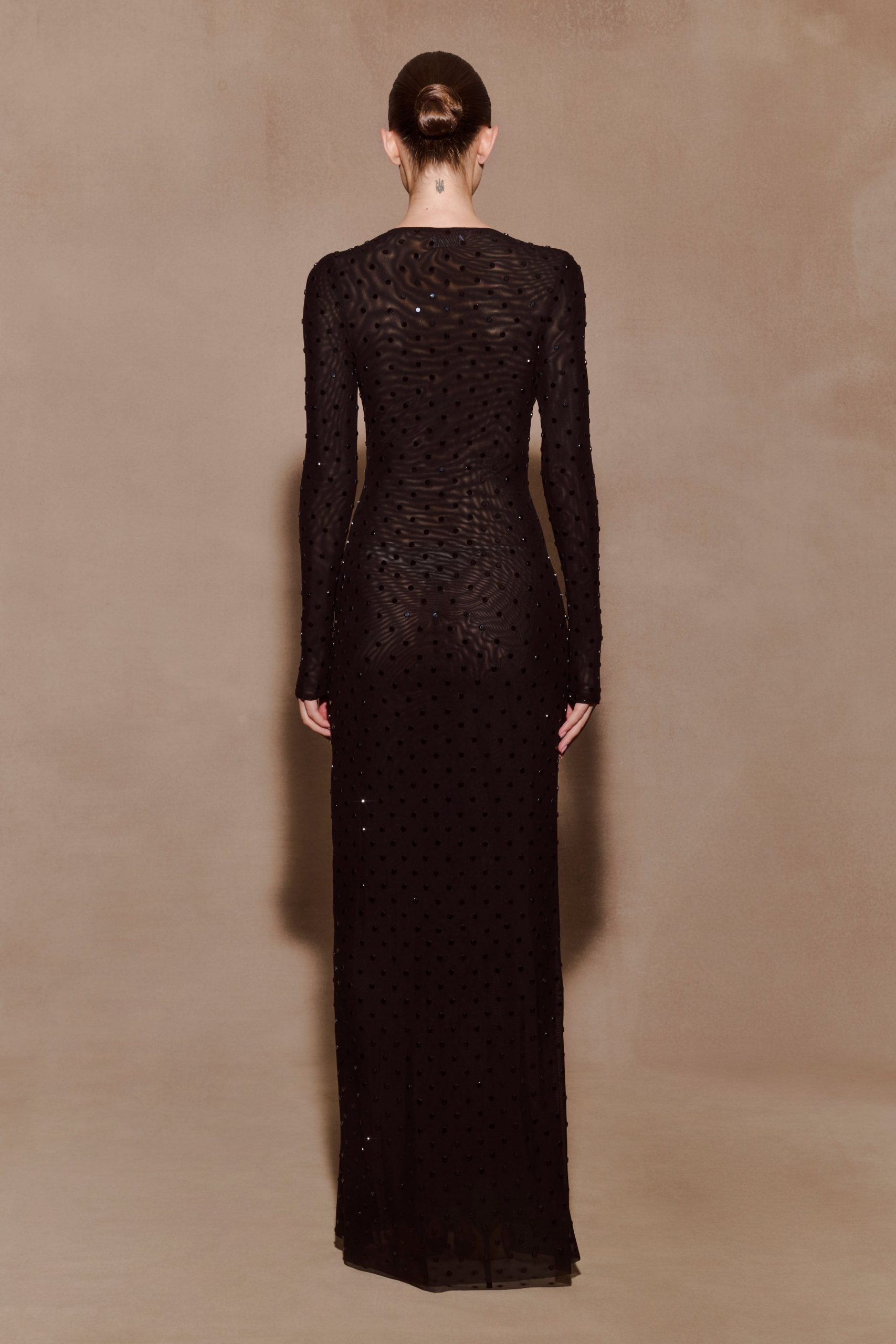 Acadia Diamante Long Sleeve Maxi Dress - Black - Image 2