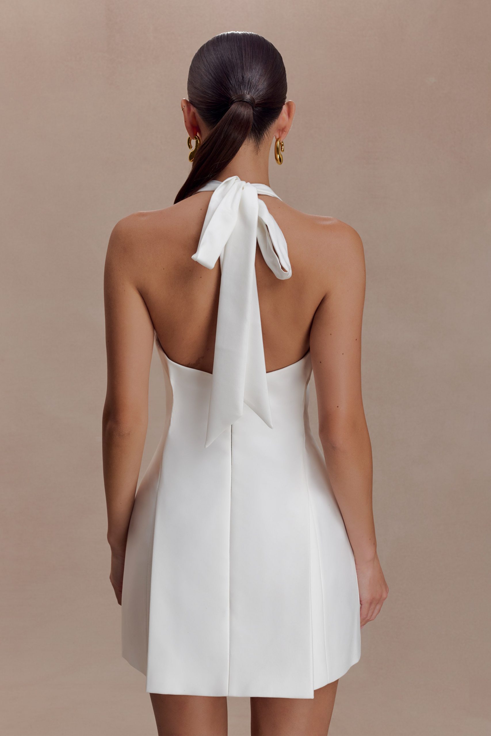 Nelly Halter Neck Cotton Mini Dress - White - Image 2