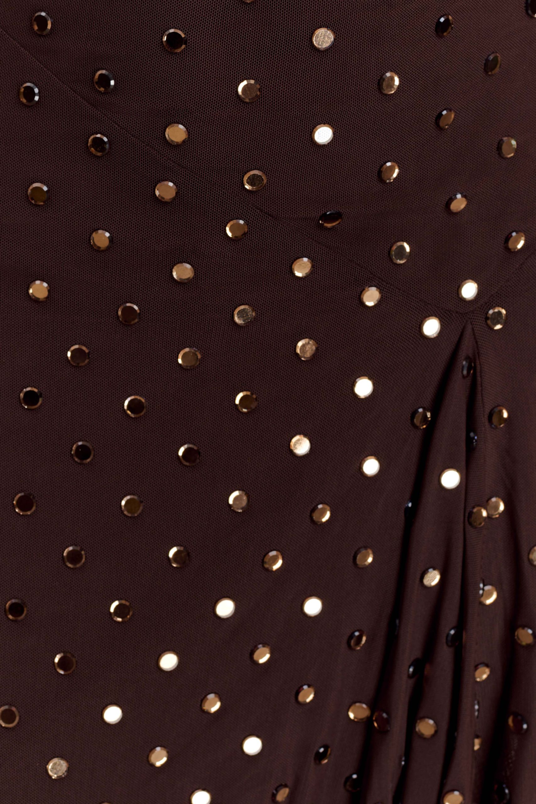 Zahra Diamante Cowl Mini Dress - Chocolate - Image 10