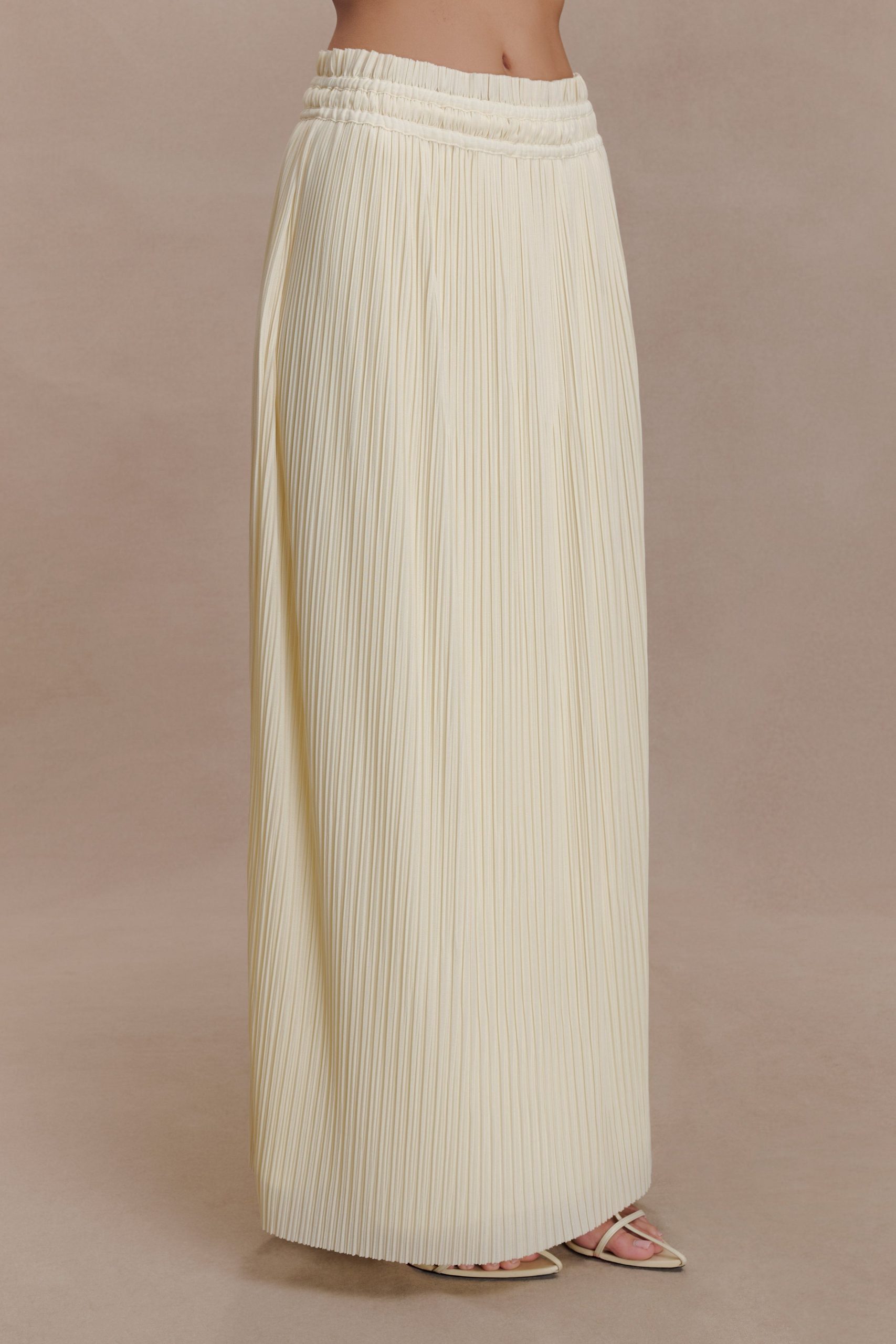 Amaris Gathered Plisse Maxi Skirt - Lemon - Image 4