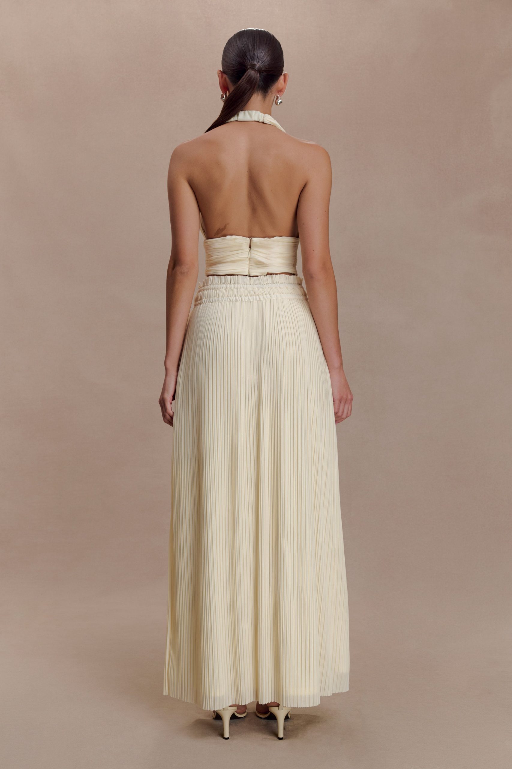 Amaris Gathered Plisse Maxi Skirt - Lemon - Image 2