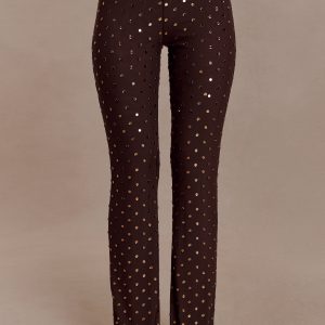 Jackie Diamante Straight Leg Pants - Chocolate