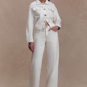 Kirra Cinched Denim Jacket - White