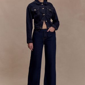 Kirra Cinched Denim Jacket - Washed Indigo Blue