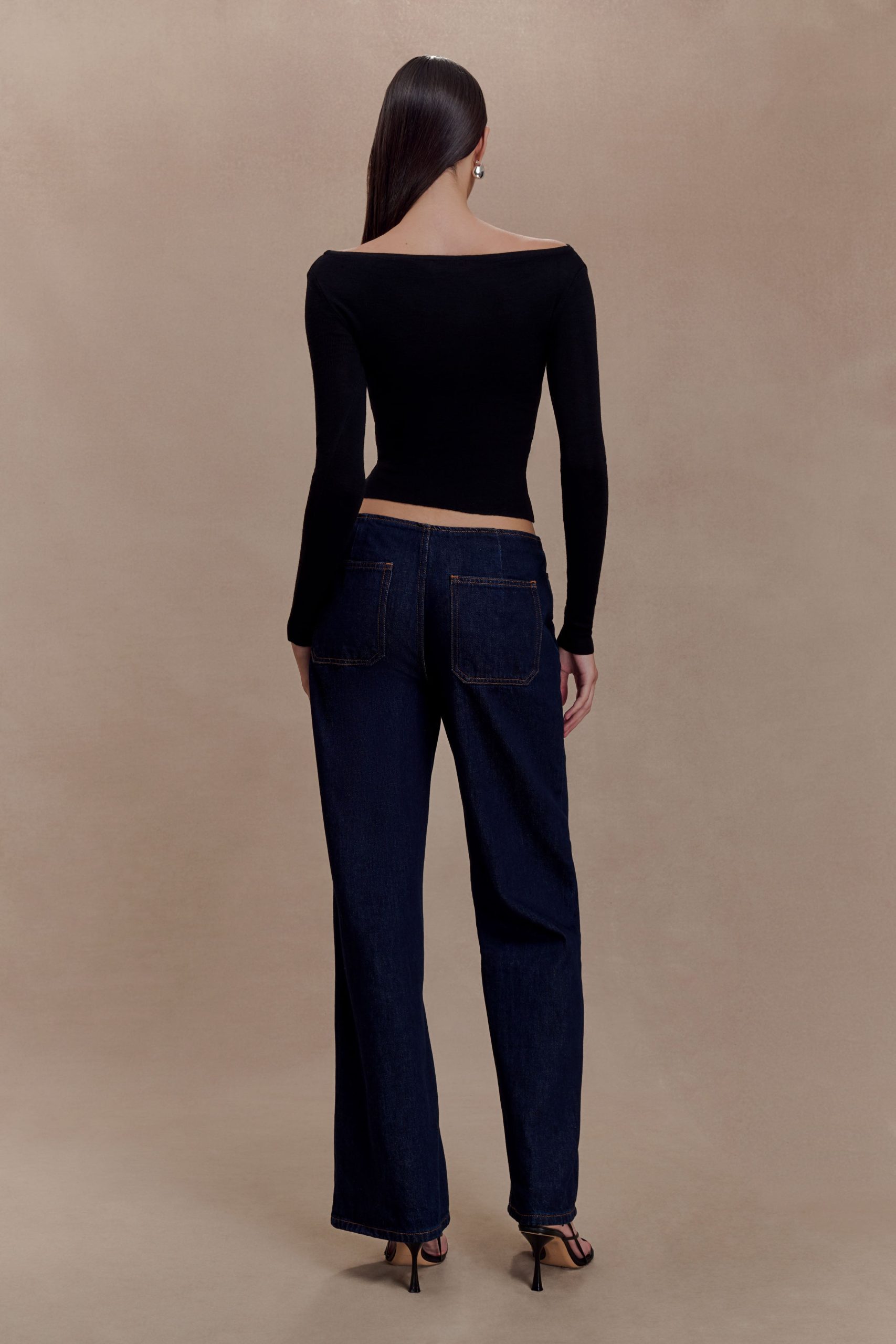 Paedyn Merino Wool Ribbed Long Sleeve Top - Black - Image 2