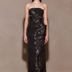 Calliope Strapless Organza Maxi Dress - Black