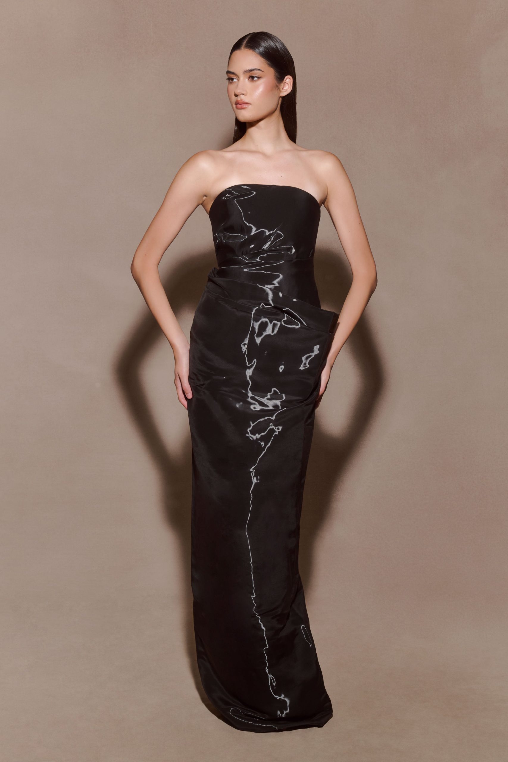 Calliope Strapless Organza Maxi Dress - Black - Image 3