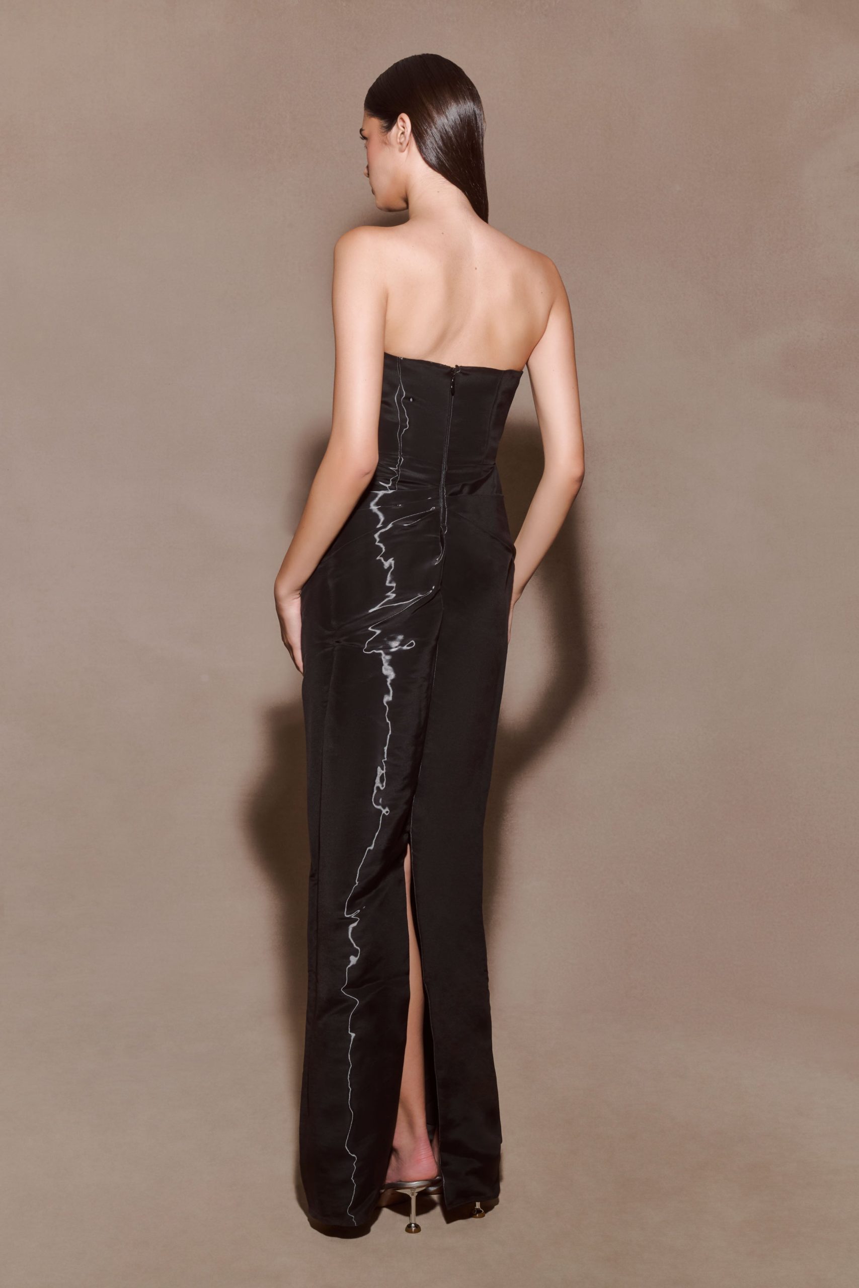 Calliope Strapless Organza Maxi Dress - Black - Image 2