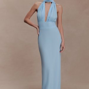 Nadine Halter Chiffon Maxi Dress - Blue