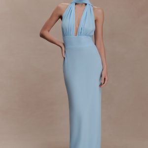 Nadine Halter Chiffon Maxi Dress - Blue