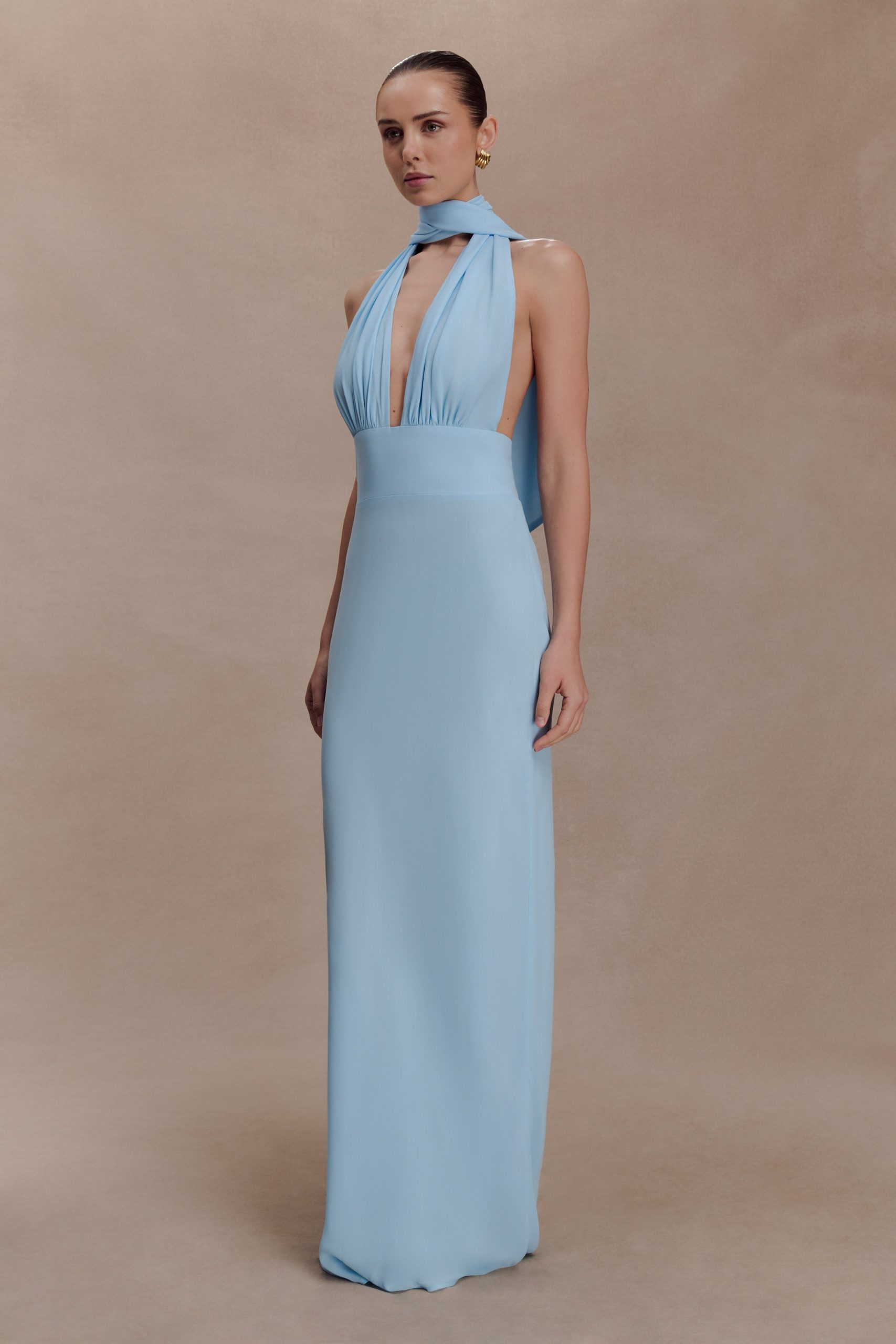 Nadine Halter Chiffon Maxi Dress - Blue - Image 6