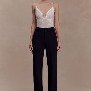 Maude Crepe Straight Leg Pants - Black