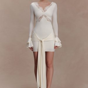 Electra Slinky Lace Mini Dress - Ivory