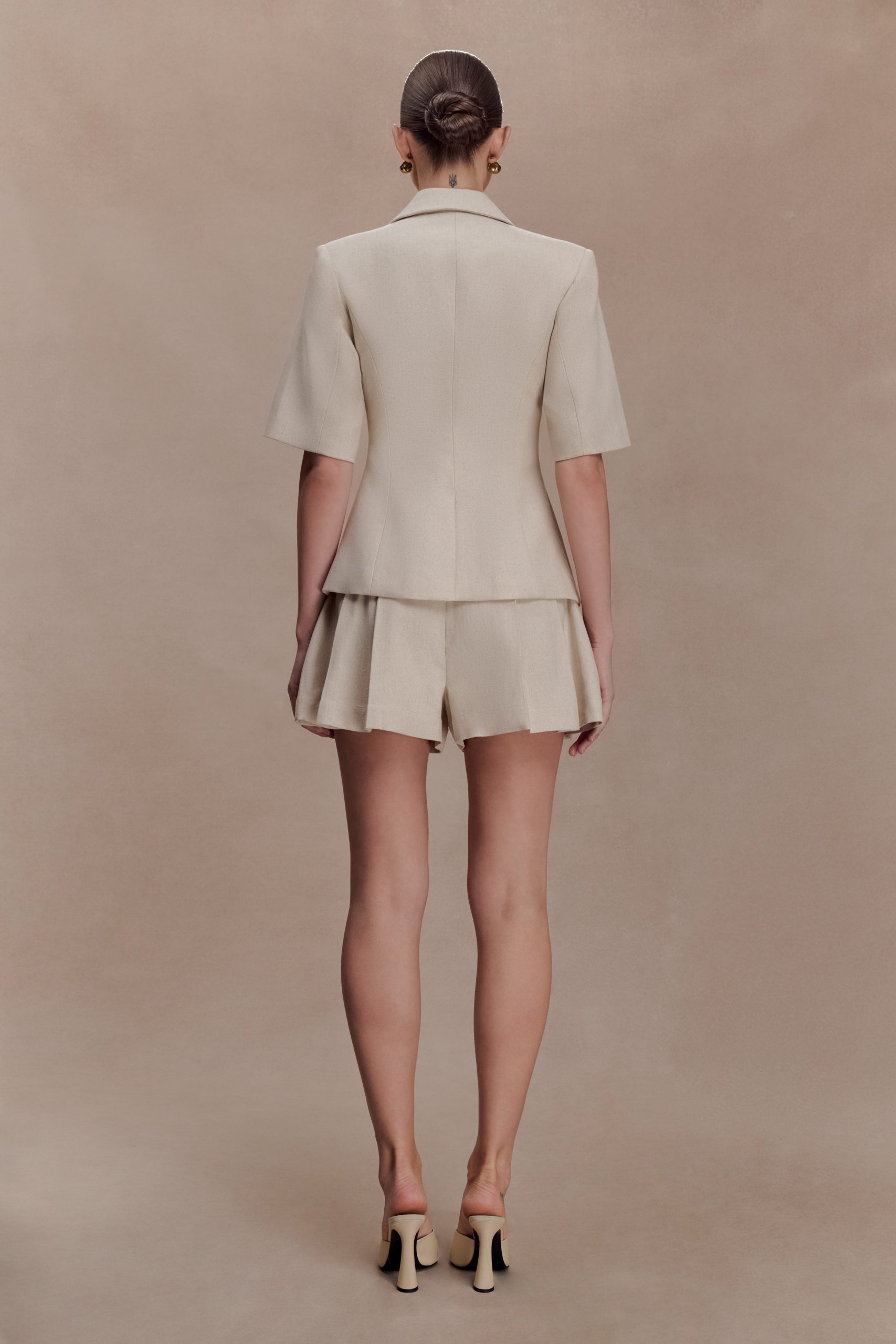 Martine Short Sleeve Linen Top - Natural - Image 5
