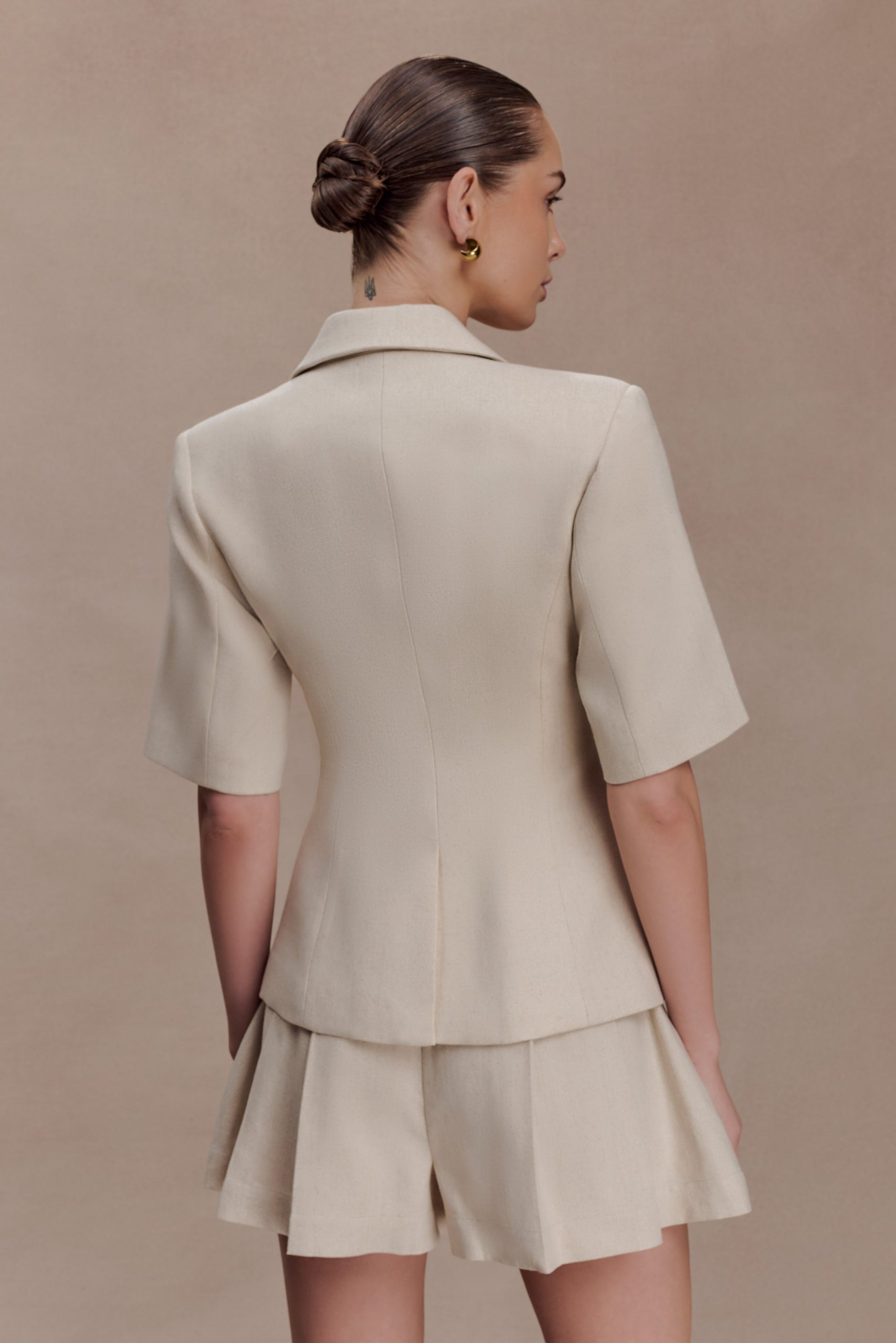 Martine Short Sleeve Linen Top - Natural - Image 2