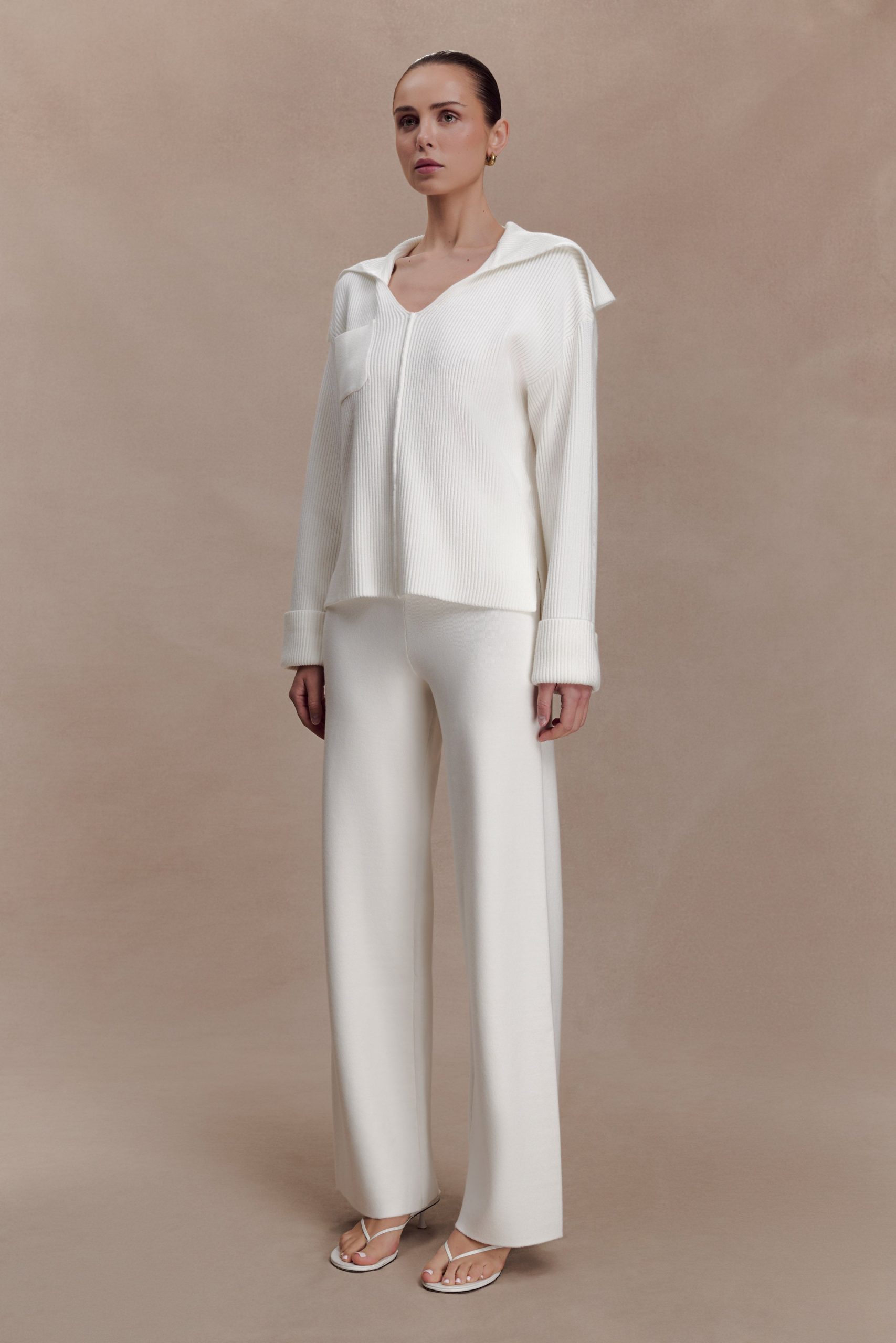 Kerrymae Straight Leg Knit Pants - Off White - Image 3