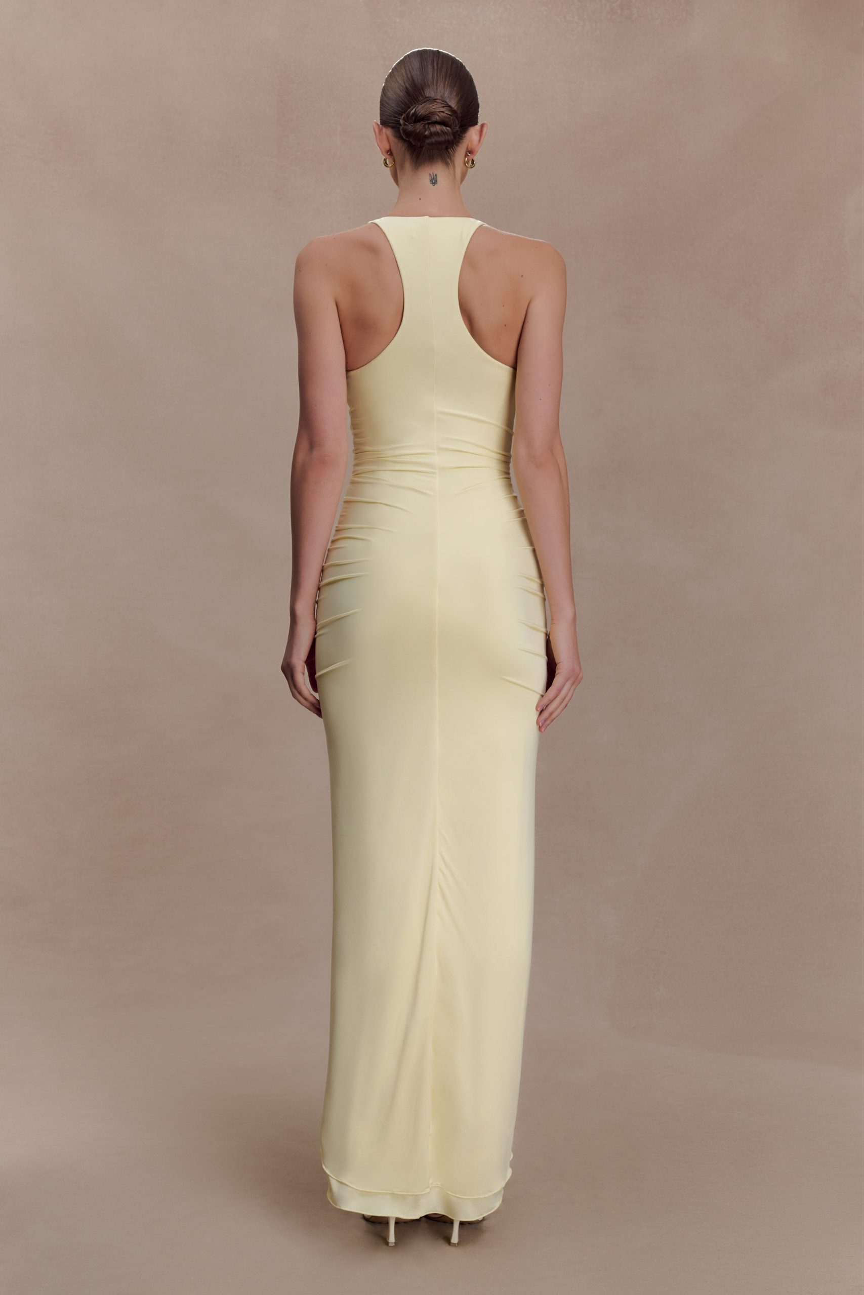 Alessandra Slinky Ruffle Maxi Dress - Lemon - Image 2