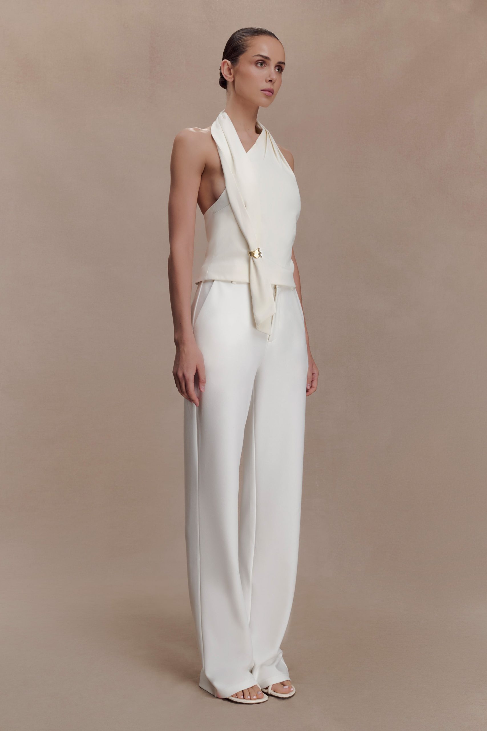 Marina Halter Top With Hardware - Ivory - Image 4