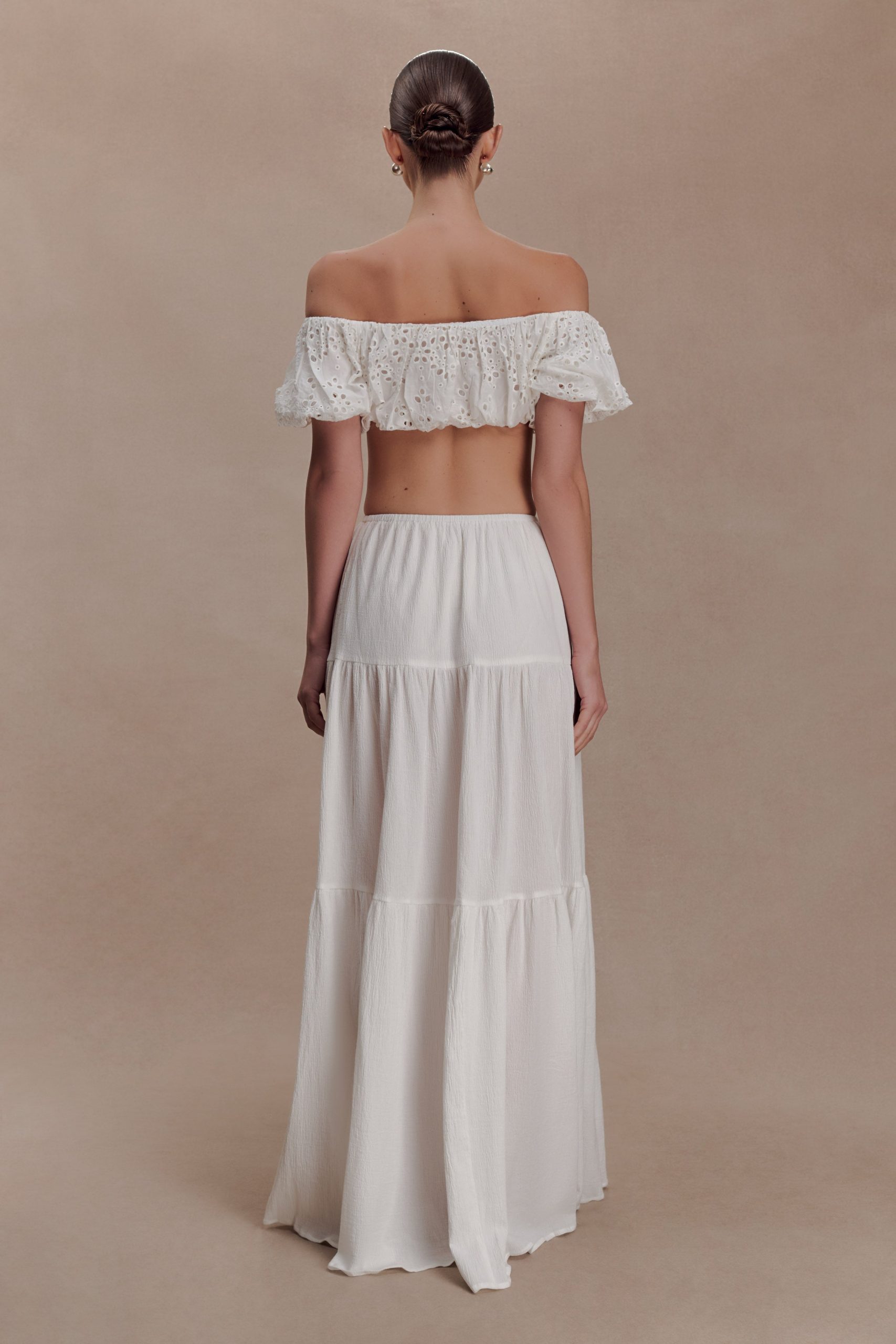 Autumn Off Shoulder Broderie Top - White - Image 2