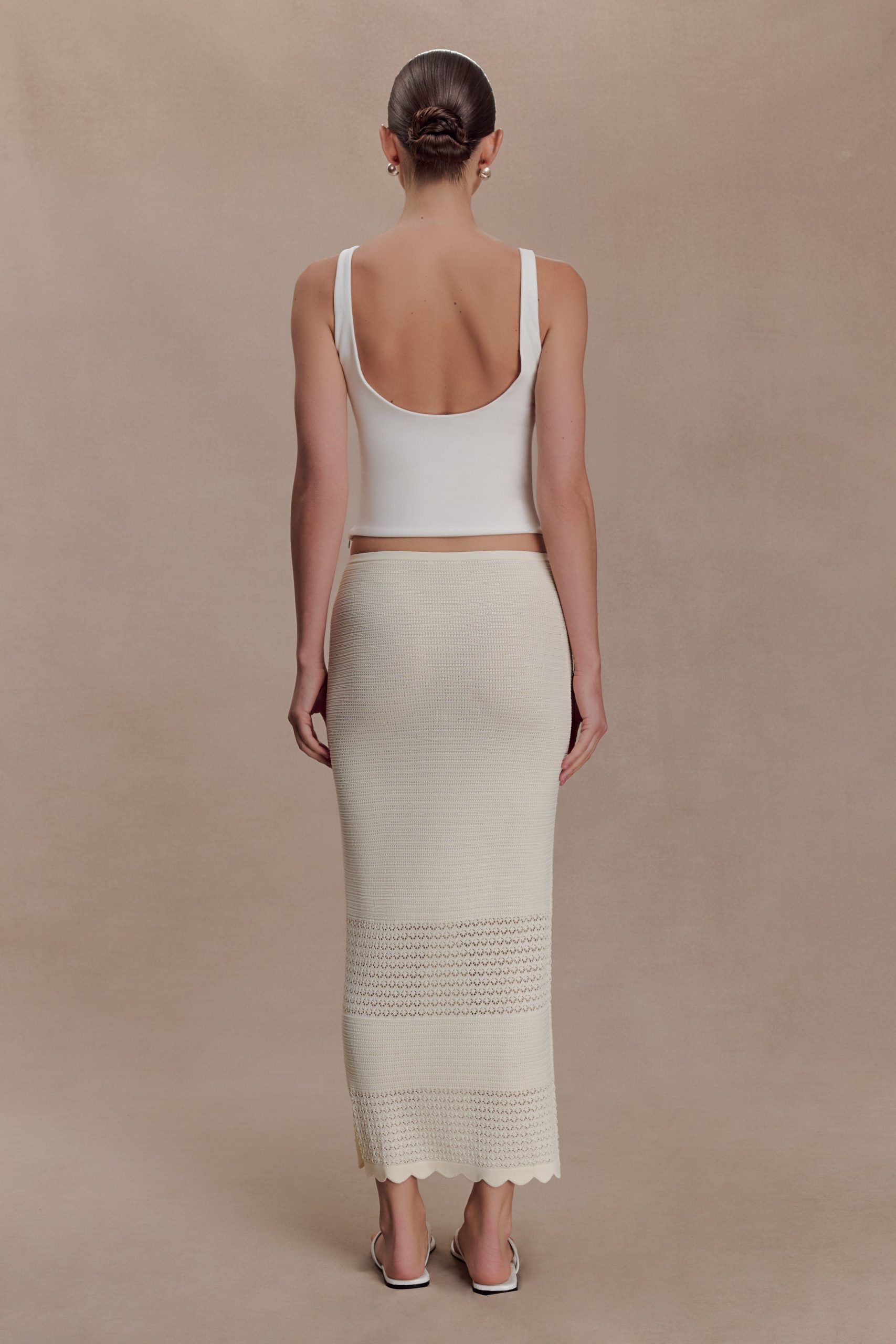Madeline Scallop Knit Midi Skirt - Ivory - Image 7