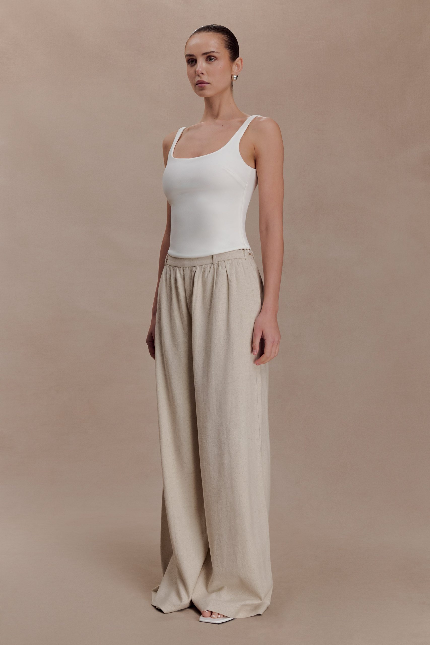 Gabby Straight Leg Linen Pants - Natural - Image 4